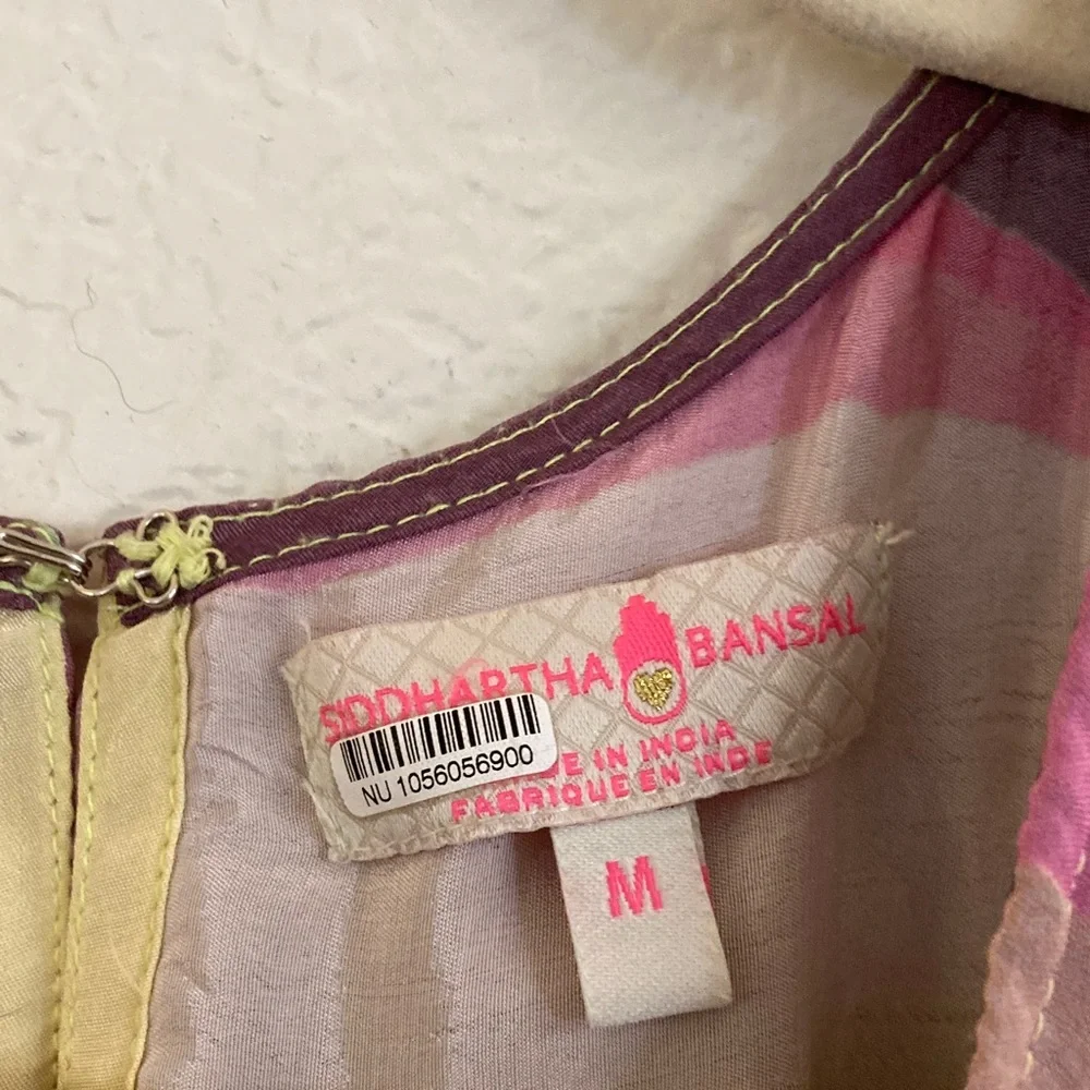 Siddhartha Bansal Sleeveless Maxi asymmetrical rainbow evening cocktail Dress M - Picture 5 of 9